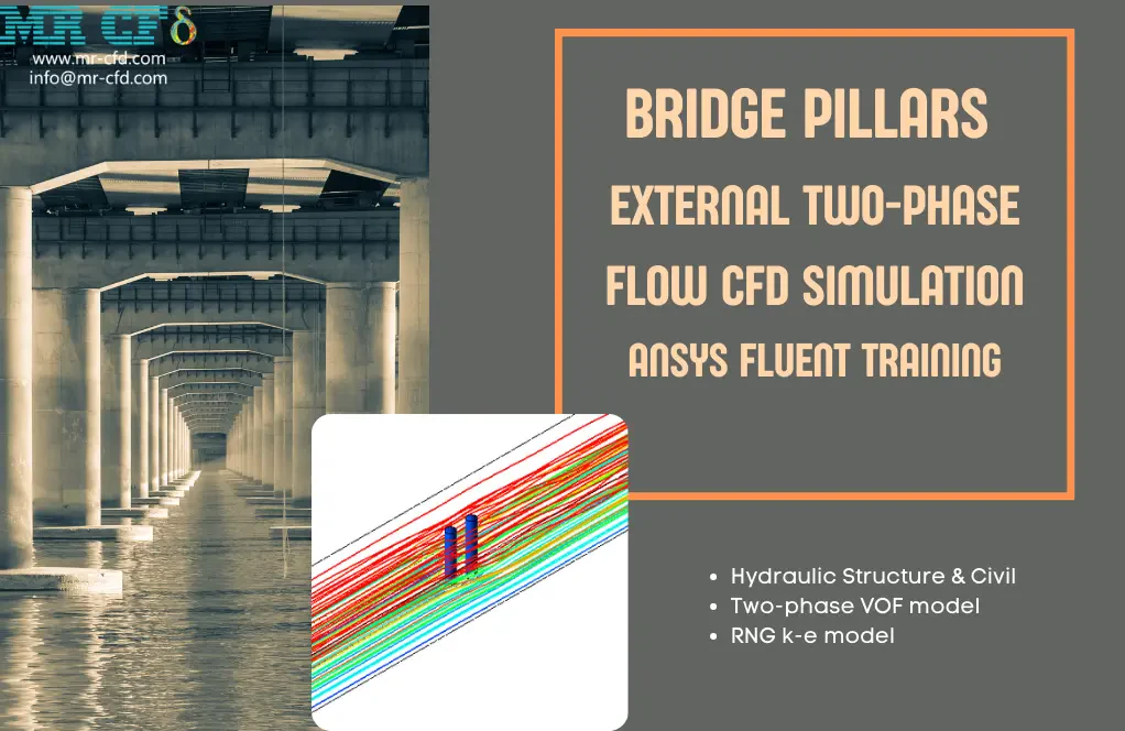 Bridge Pillars External Two-Phase Flow CFD Simulation, ANSYS Fluent Training