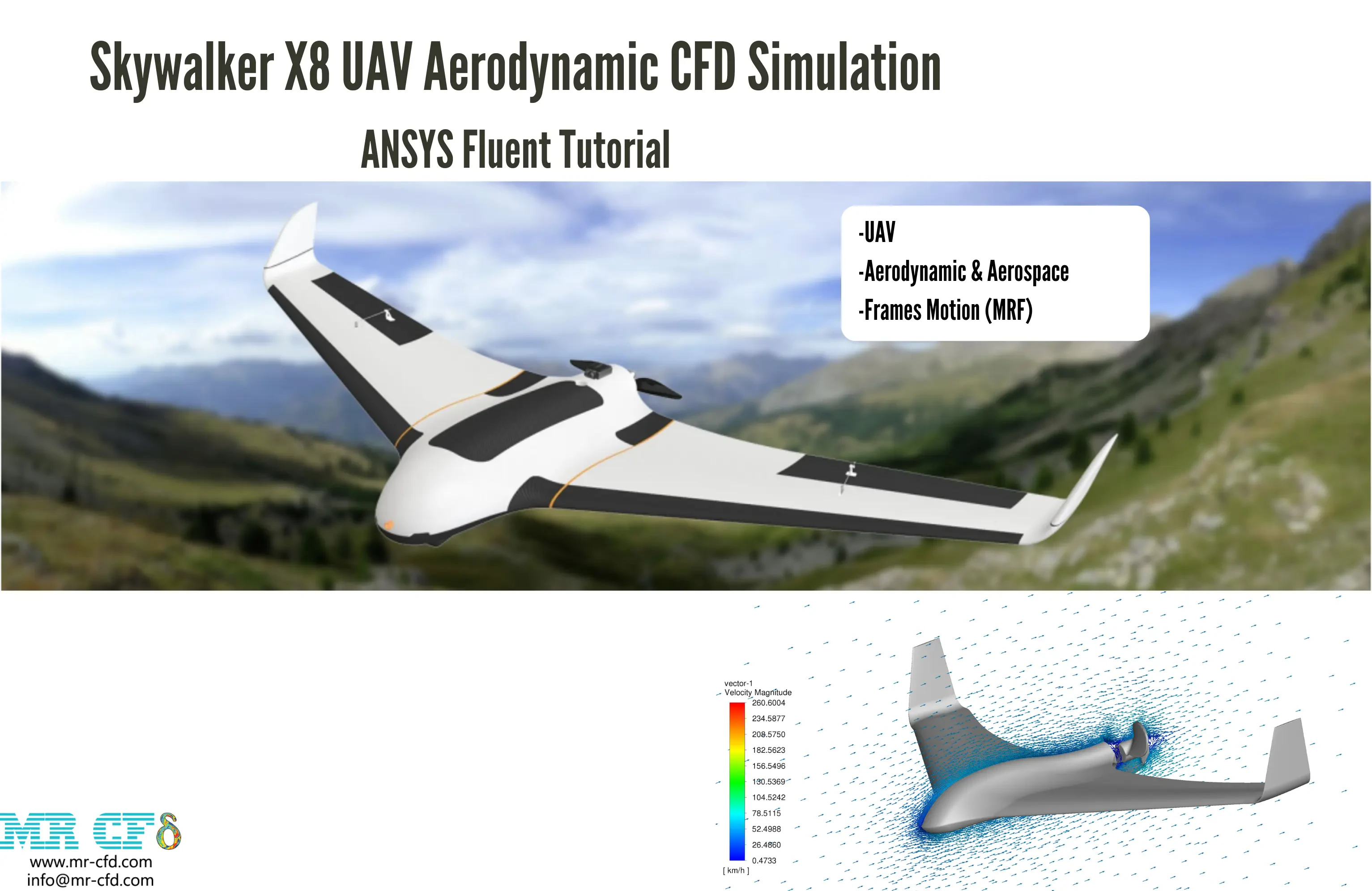 Skywalker-X8 UAV(Drone) Simple Aerodynamic Analysis: CFD Simulation by ANSYS Fluent