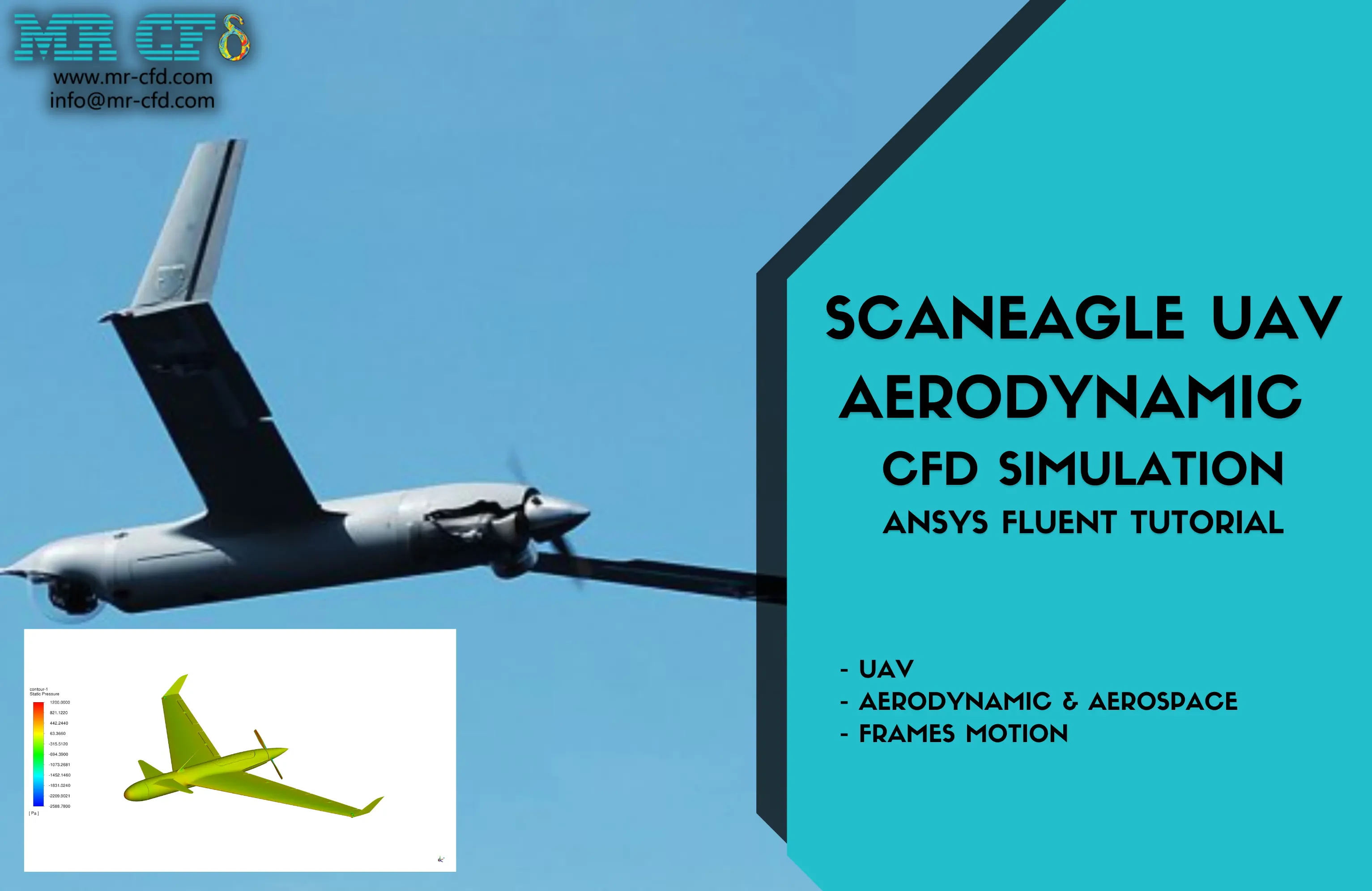 ScanEagle UAV(Drone) Simple Aerodynamic Analysis: CFD Simulation by ANSYS Fluent