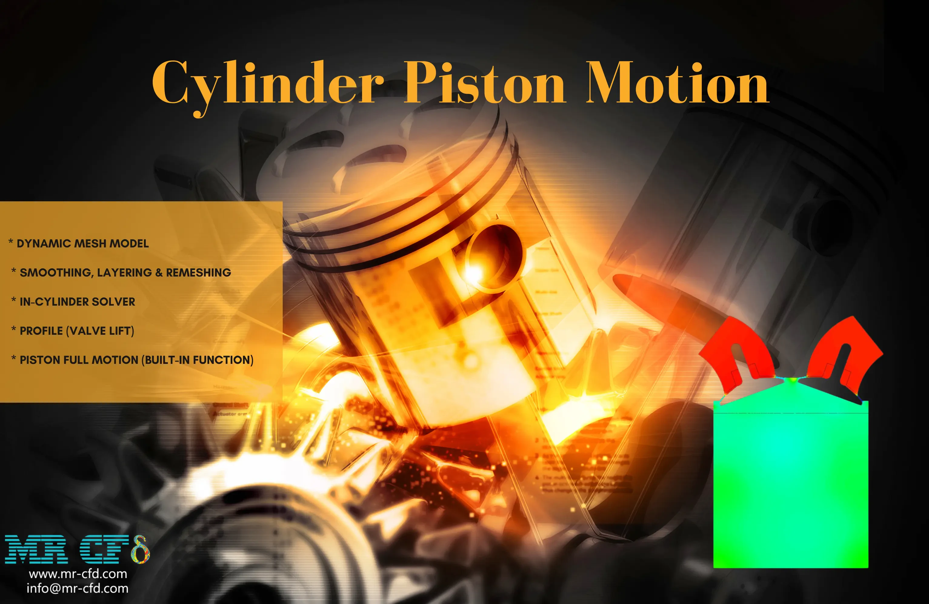 Cylinder Piston Motion CFD Simulation, Dynamic Mesh