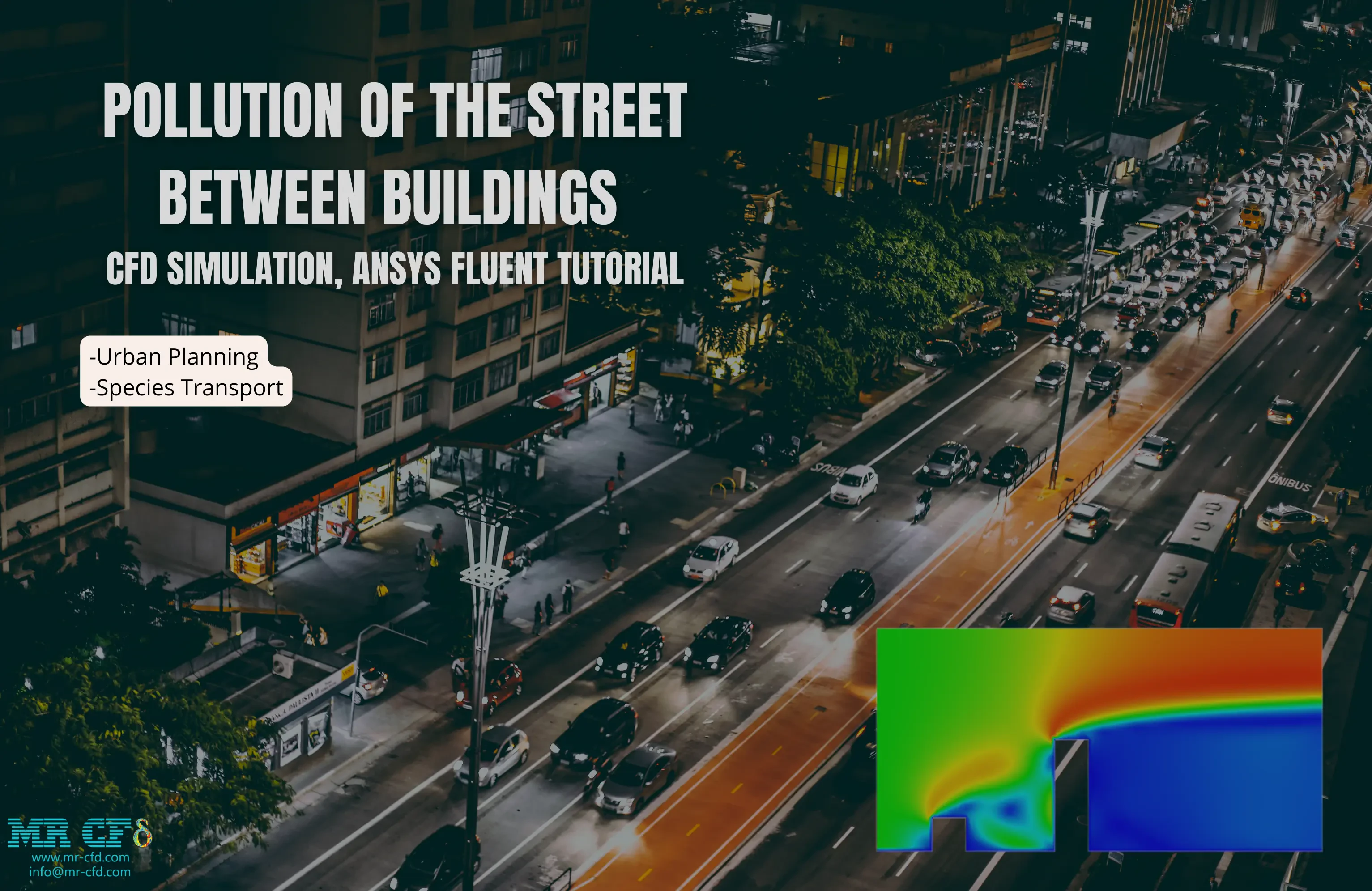 Pollution of the Street between Buildings CFD Simulation