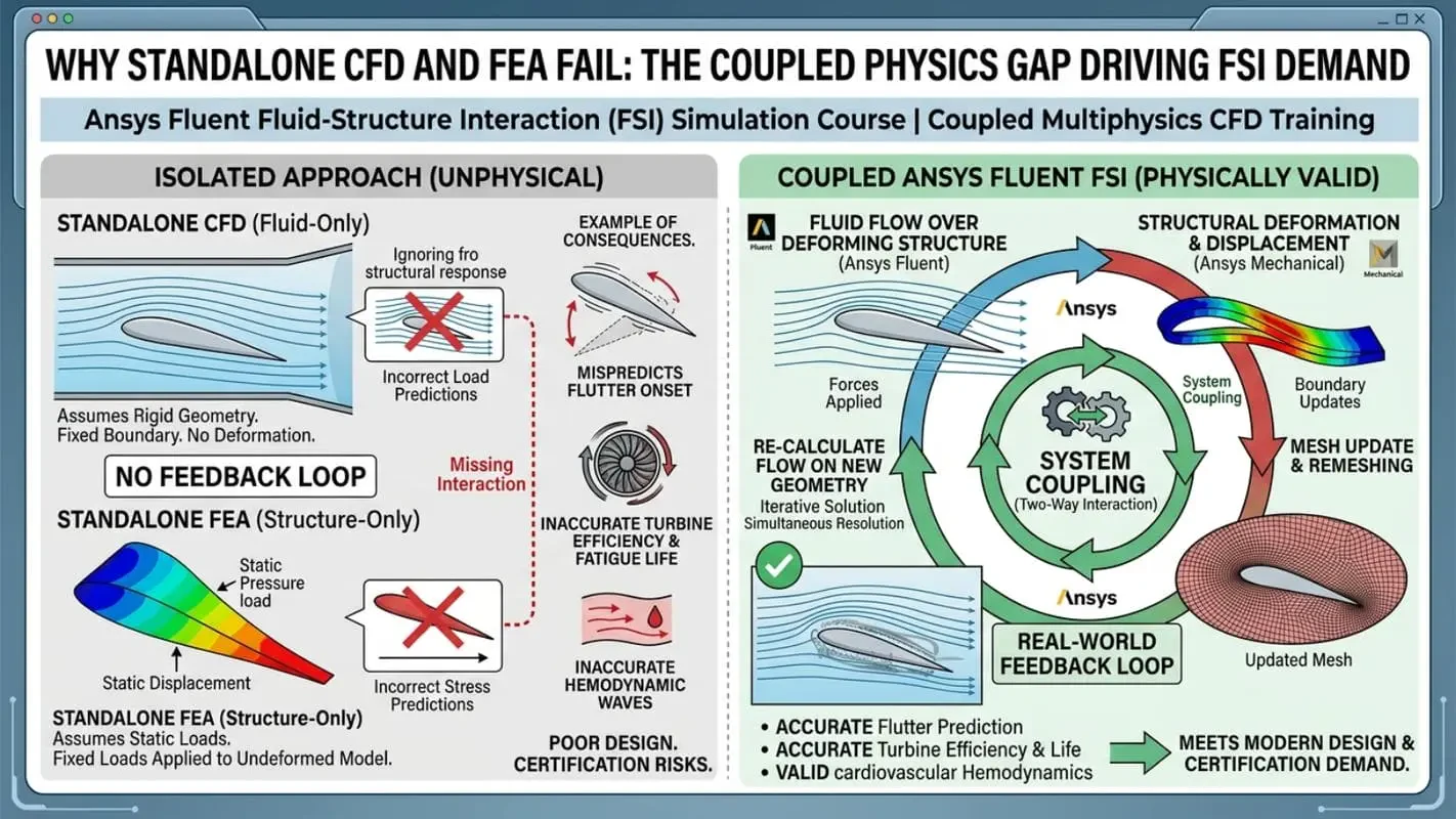 Why Standalone CFD and FEA Fail: The Coupled Physics Gap Driving FSI Demand
