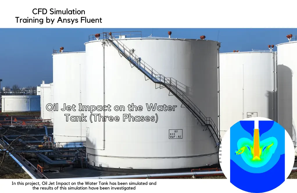 Oil Jet Impact on the Water Tank (Three Phases), Ansys Fluent Simulation Training