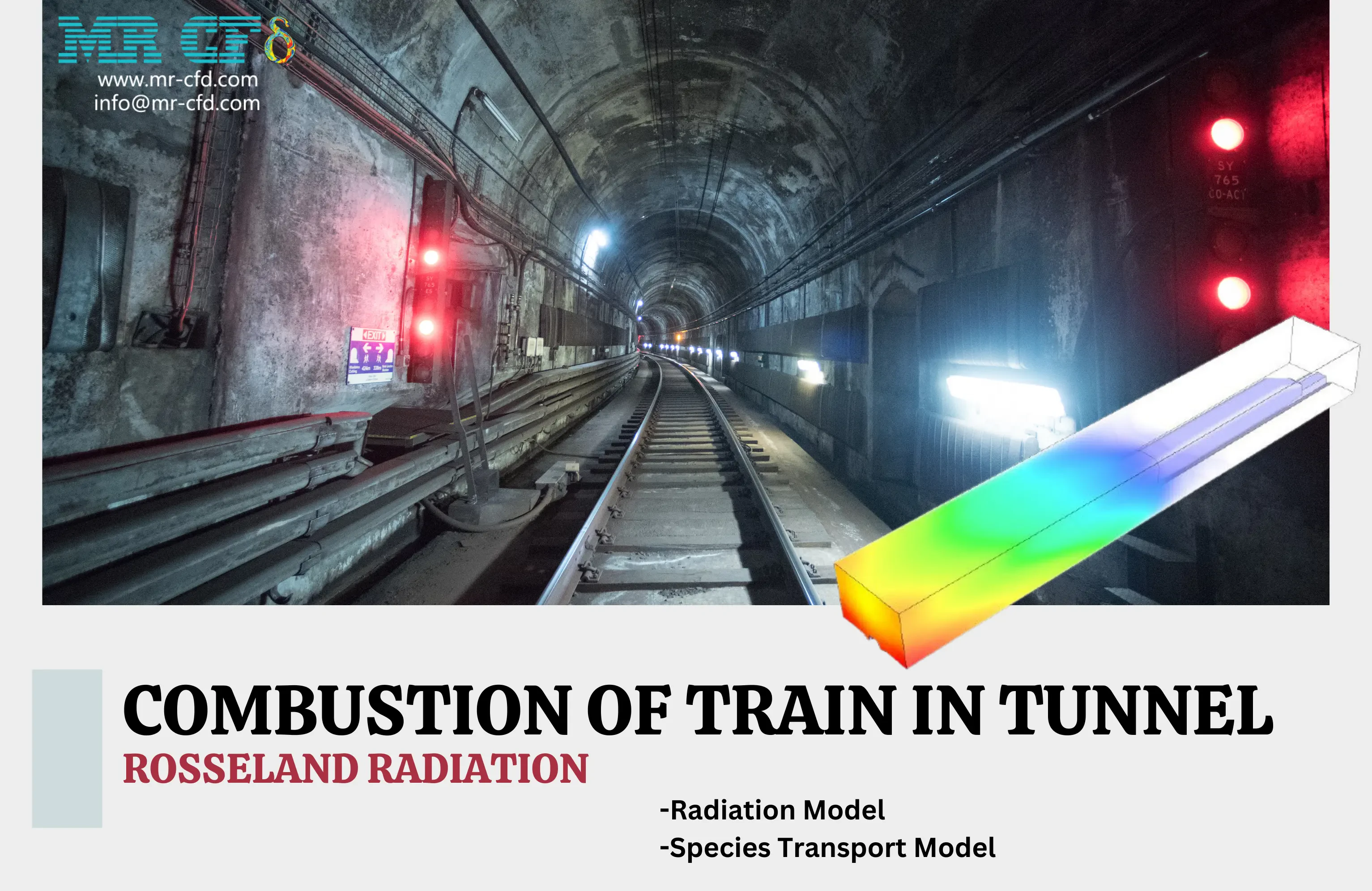Rosseland Radiation Model, Combustion of Train in Tunnel