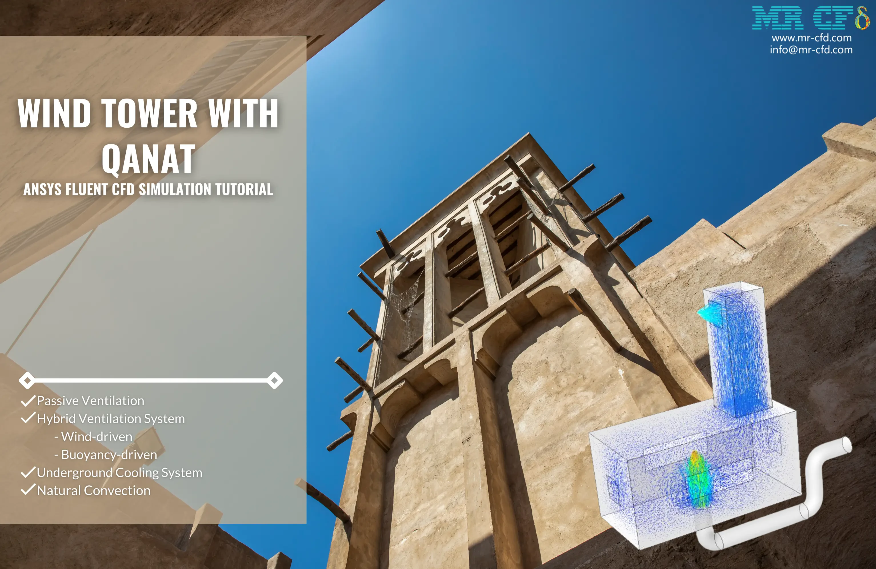 Wind Tower with Qanat, ANSYS Fluent CFD Simulation Training