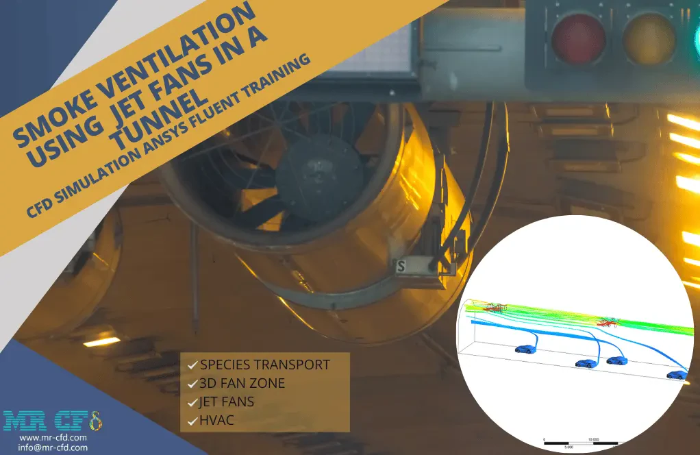 Smoke Ventilation Using Jet Fan in a Tunnel, CFD Simulation ANSYS Fluent Training