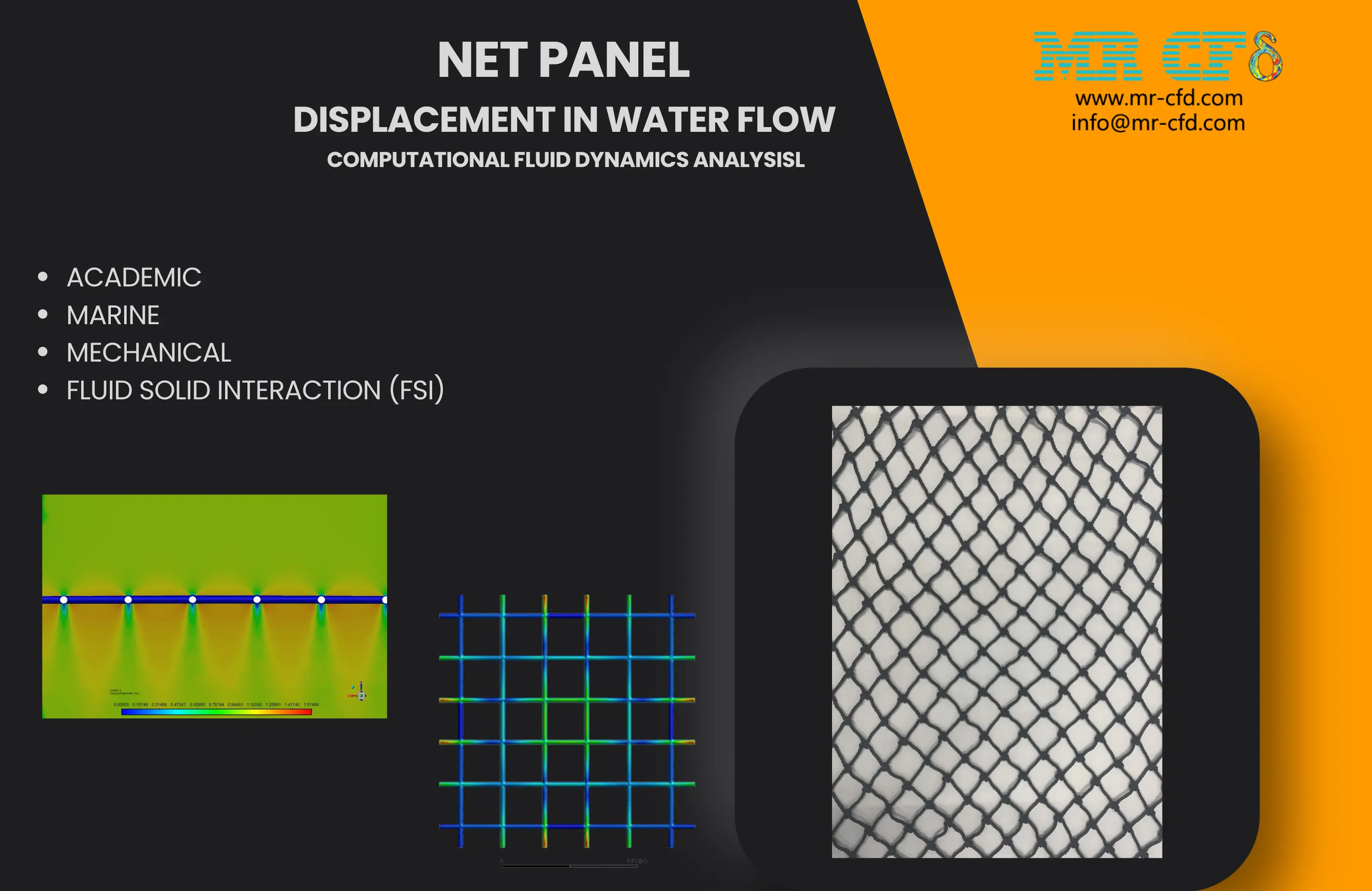 Net Panel Displacement in Water Flow CFD Analysis, Ansys Fluent