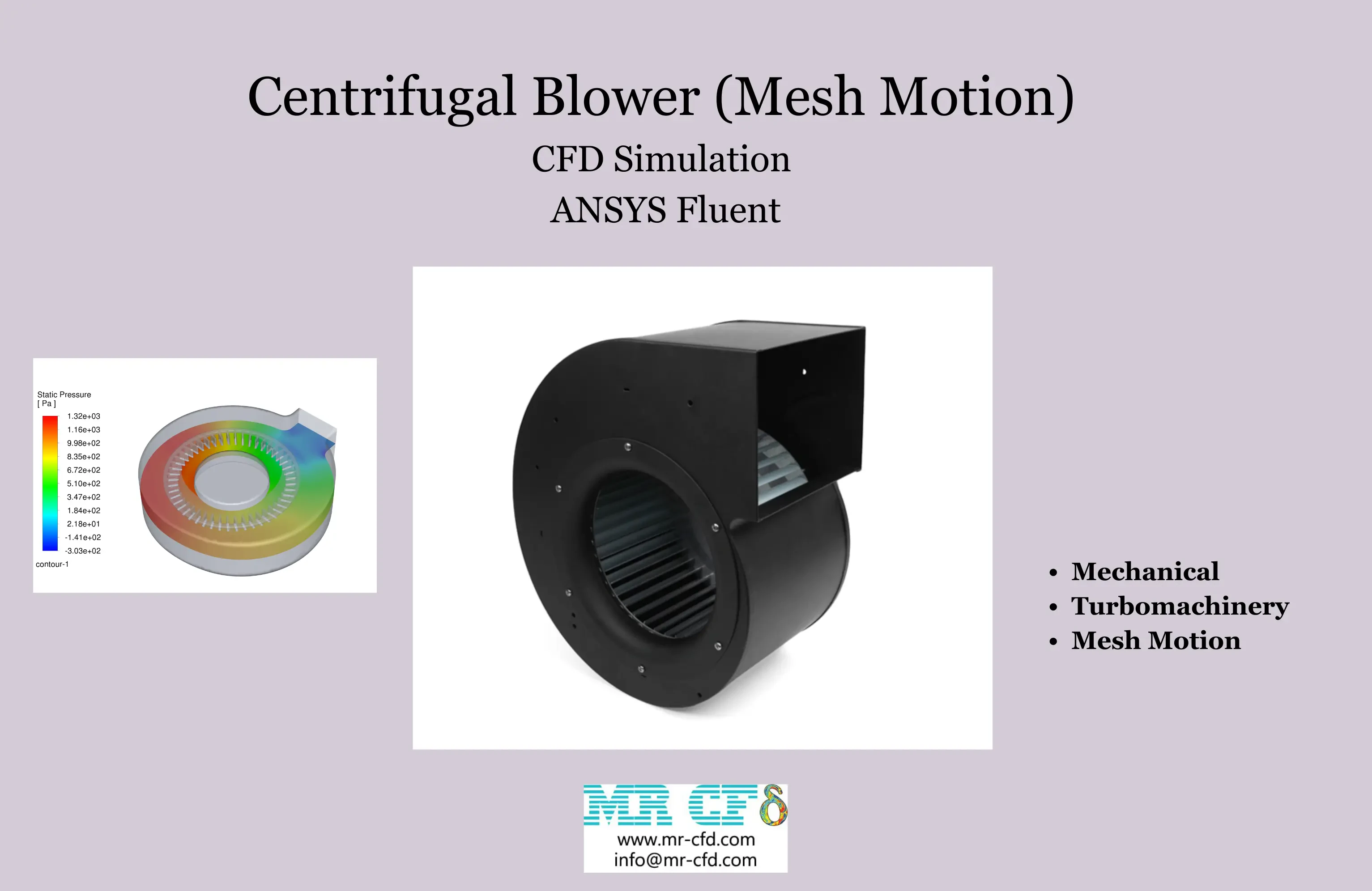Centrifugal Blower (Mesh Motion) CFD Simulation, ANSYS Fluent