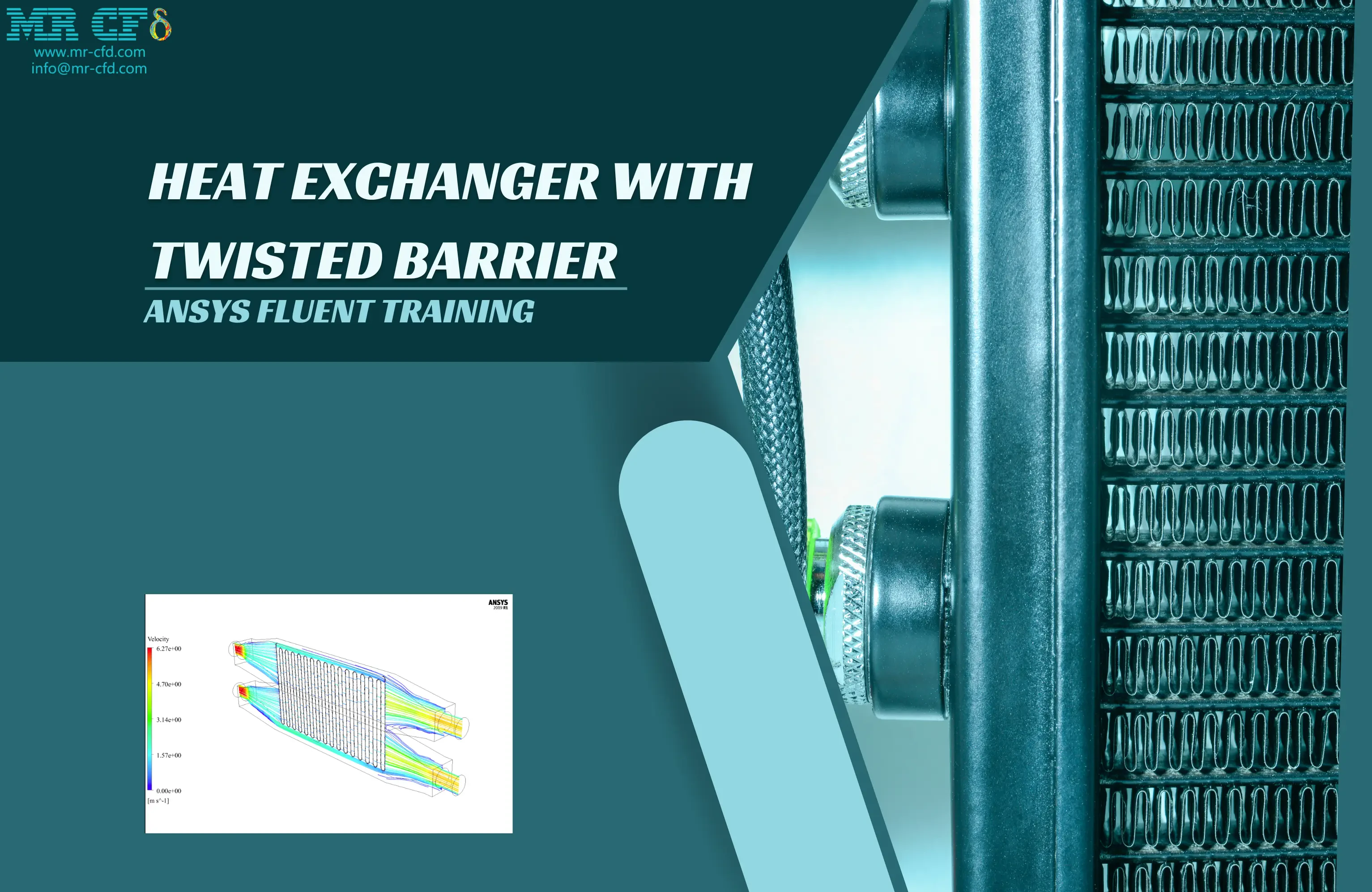 Heat Exchanger with Twisted Barrier CFD Simulation