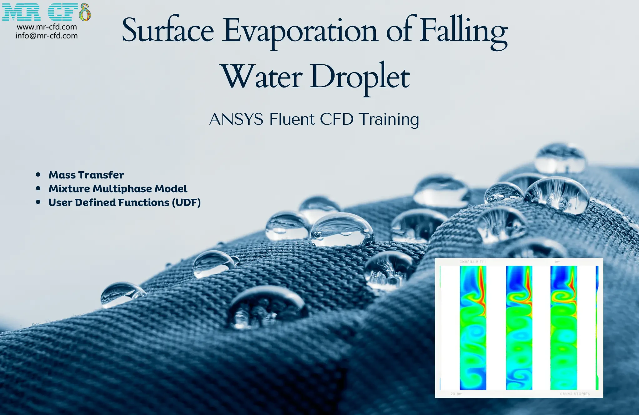 Surface Evaporation of a Falling Water Droplet, ANSYS Fluent CFD Training