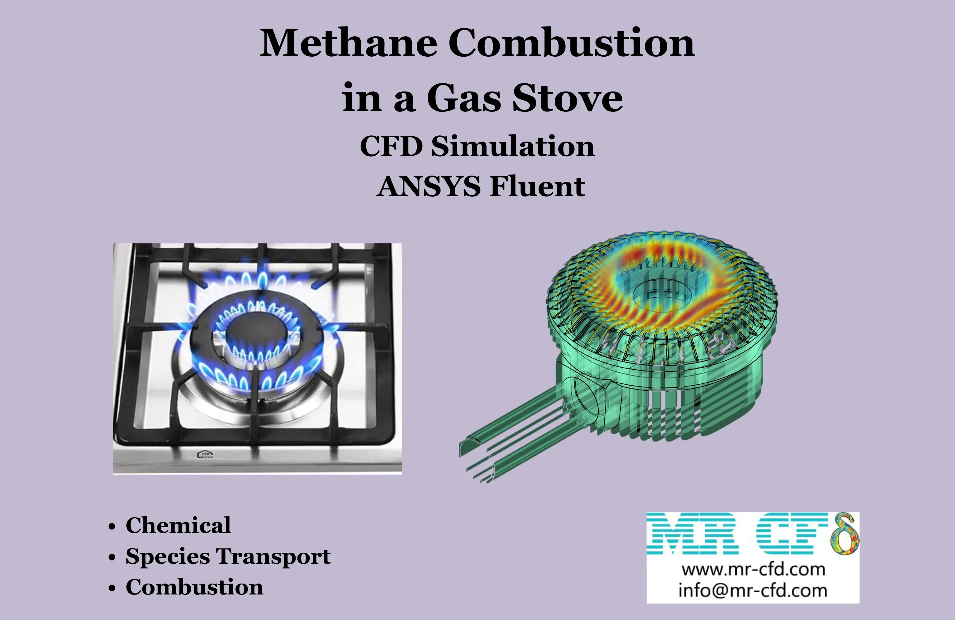 Methane Combustion in a Gas Stove CFD Simulation, ANSYS Fluent