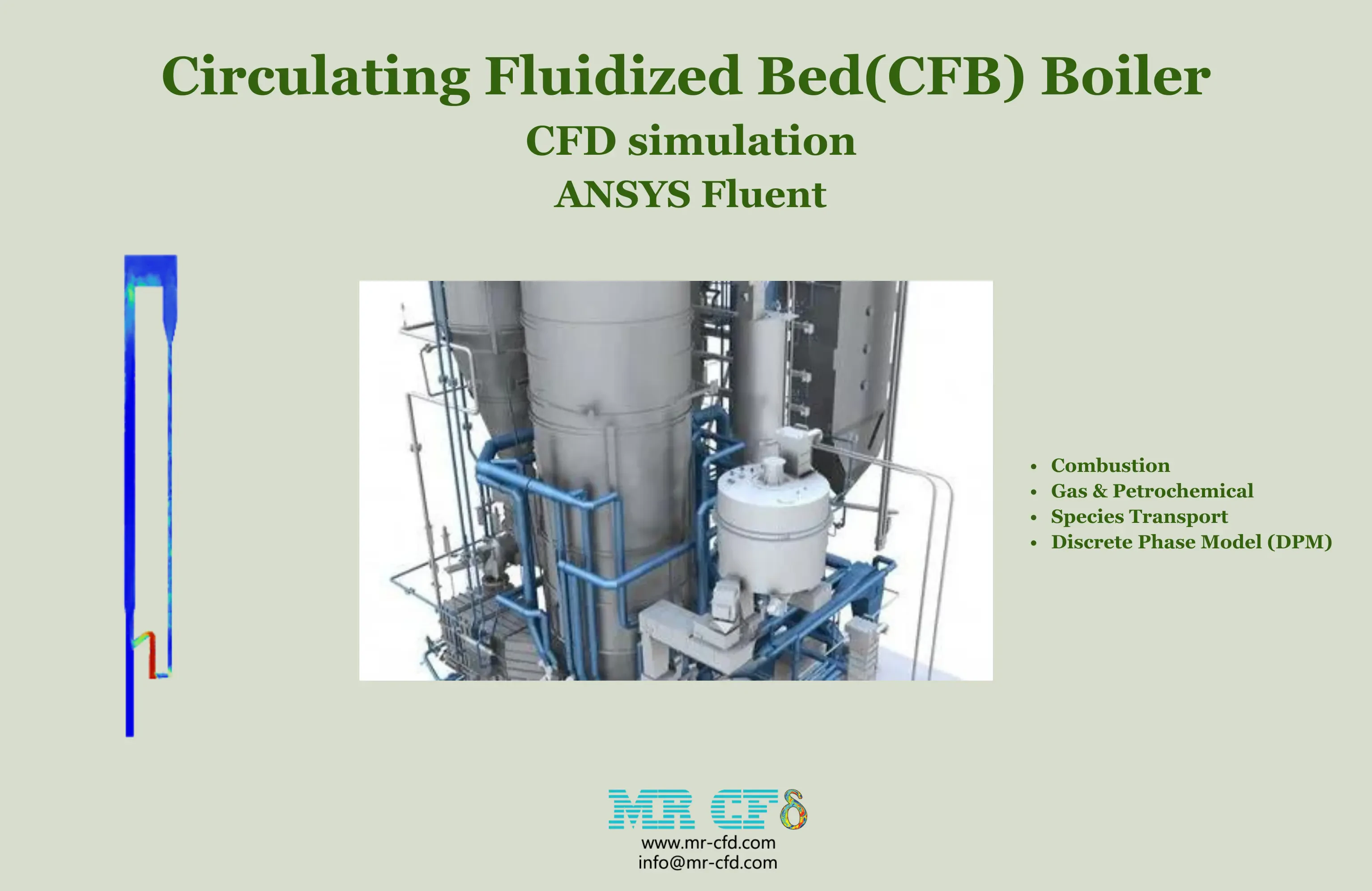 Circulating Fluidized Bed (CFB) Boiler CFD simulation, ANSYS Fluent