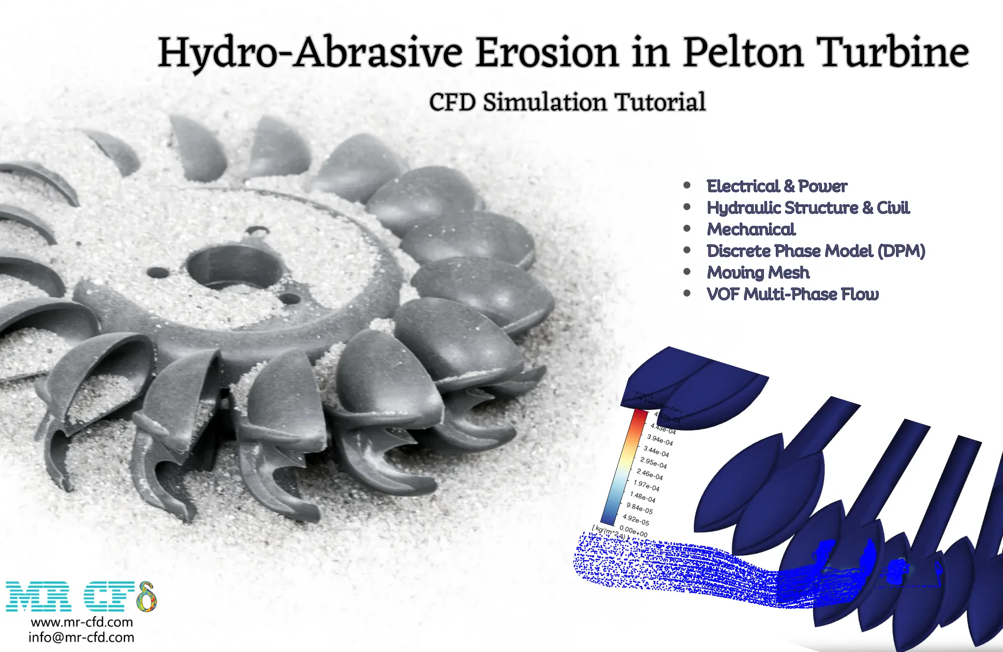 Hydro-Abrasive Erosion in Pelton Turbine CFD Simulation Tutorial