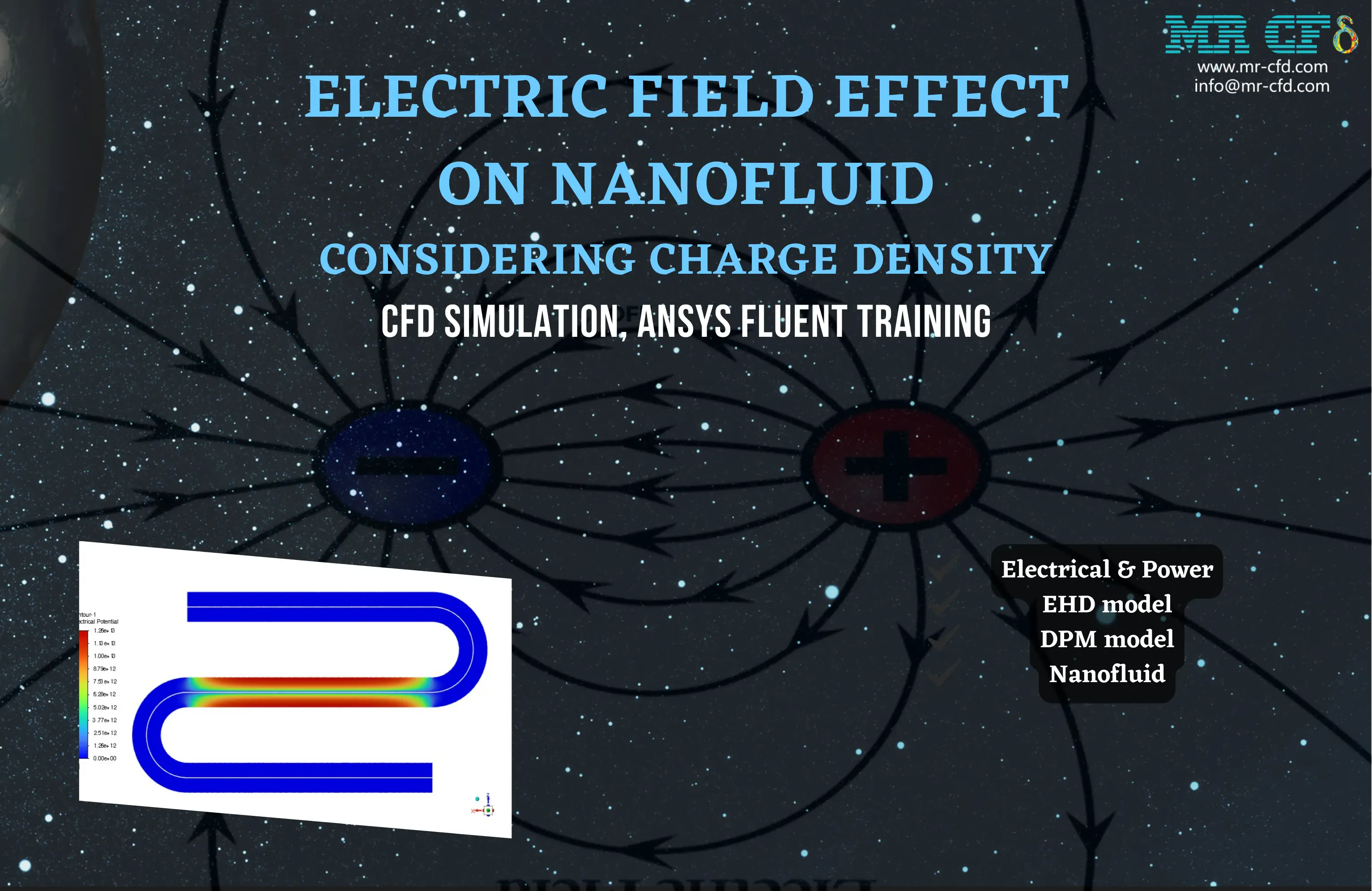Electric Field Effect on Nanofluid Considering Charge Density, CFD Simulation, ANSYS Fluent Training